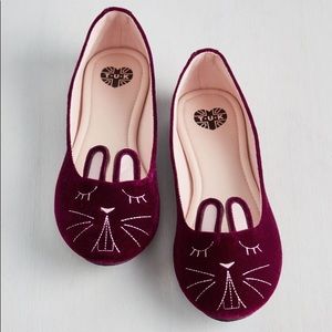 TUK Cute Garnet Red Velvet Rabbit Bunny Flats